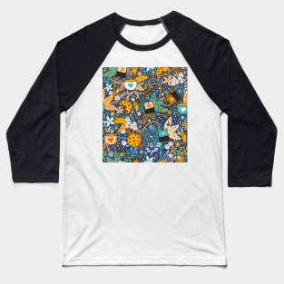 Ditsy Tea Time Spring Garden Party Pattern Baseball T-Shirt